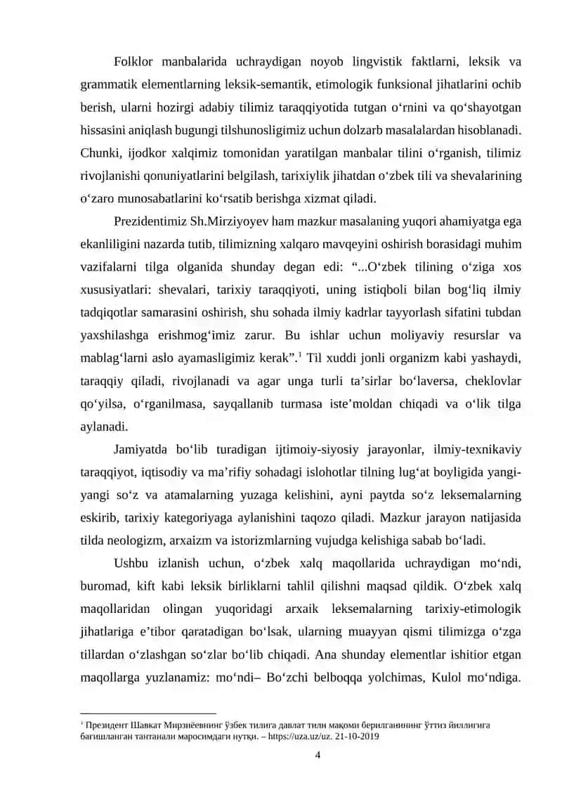 Xalq maqollarida arxaik birliklar semantikasi 4