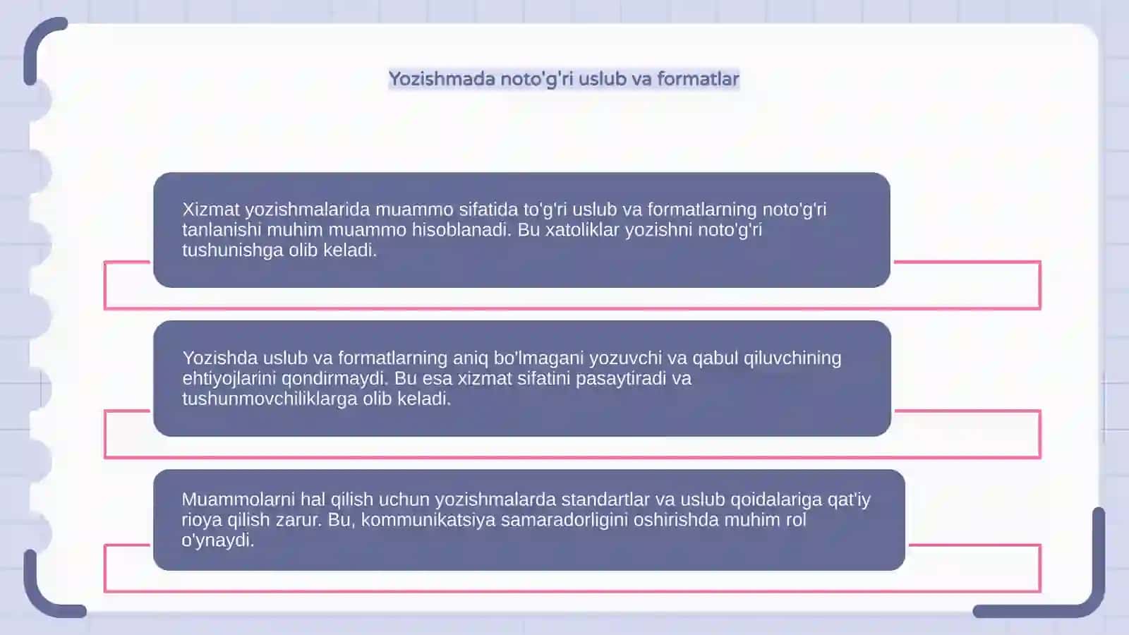 Xizmat yozishmalarini yozishdagi muammolar 4