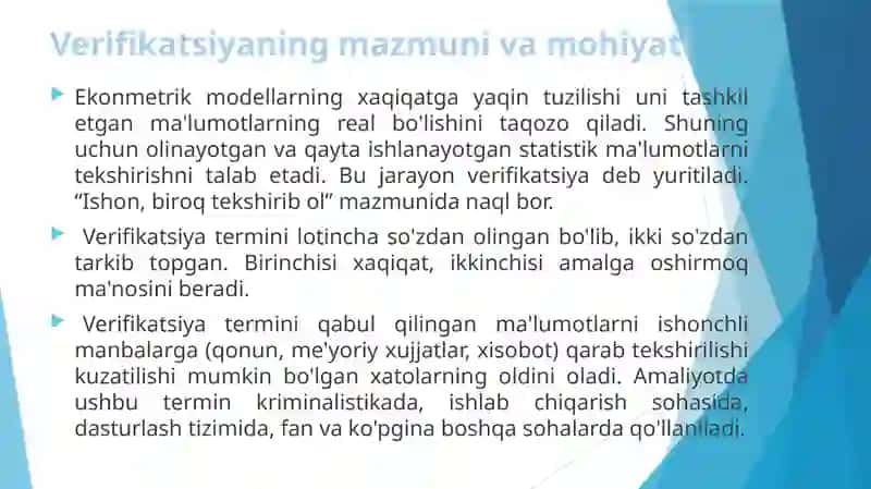 Ekonometrik modellarni baholash 4