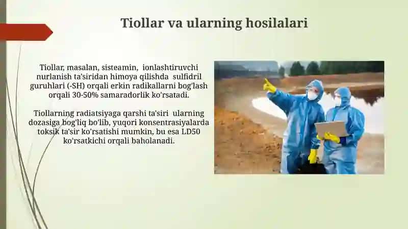 Nur ta' siridan kimyoviy muhofazalanish. Radioprotektorlar 4