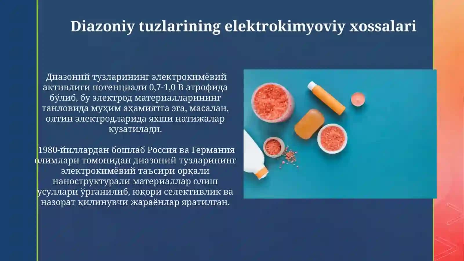 Diazoniy tuzlari asosidagi materiallar 4