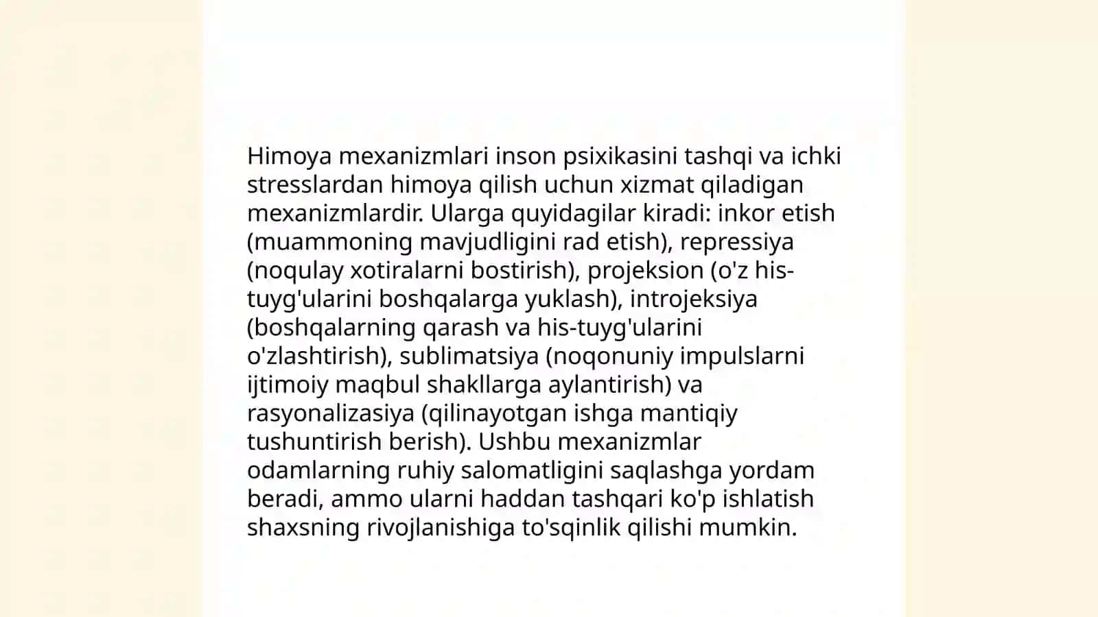 Shaxsning psixologik himoya mexanizmlari 4