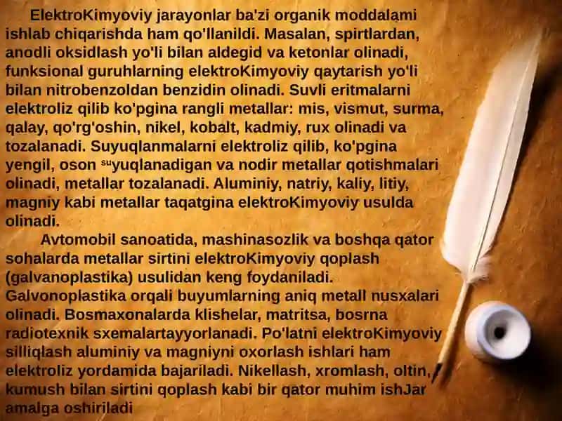 ElektroKimyoviy ishlab chiqarish 4