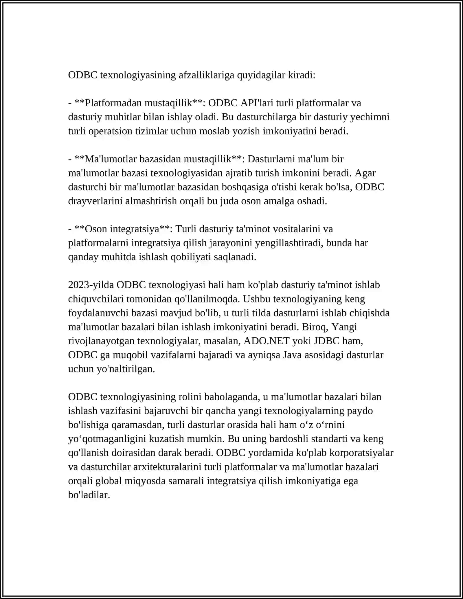ODBC texnologiyasi 4
