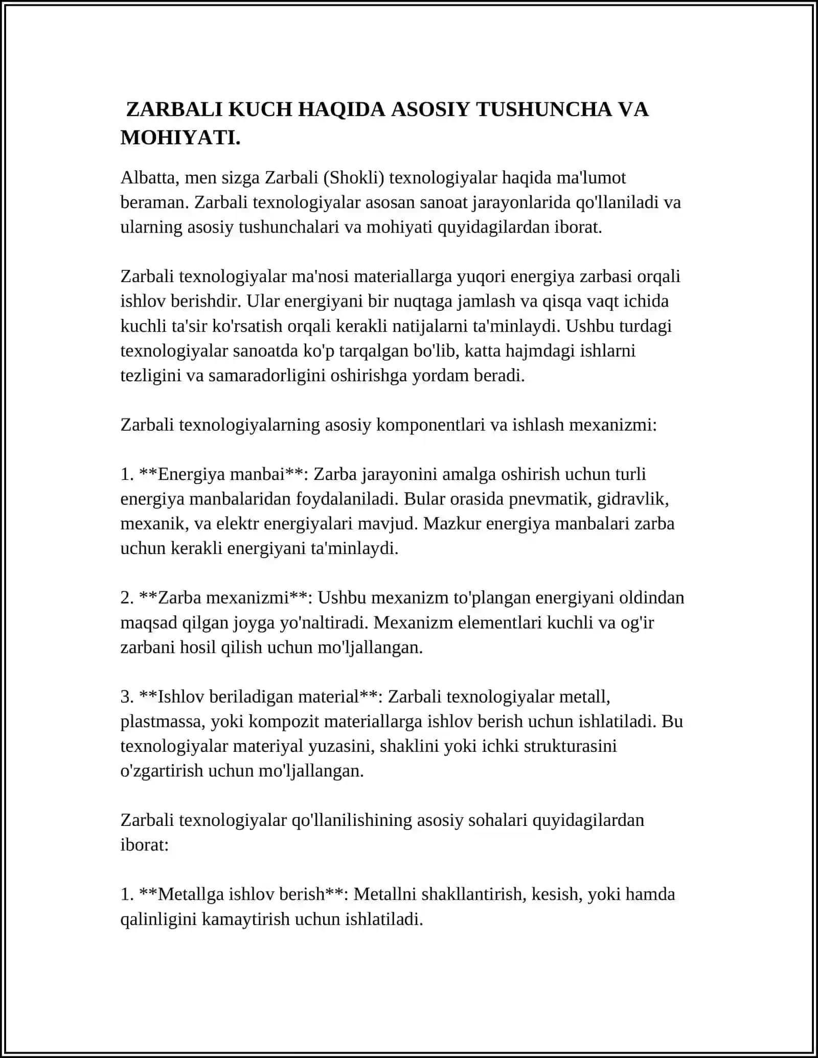Zarbali (Shokli) Texnologiyalar 4