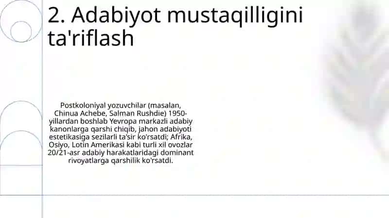 Zamonaviy adabiyotning asosiy xususiyatlari 4