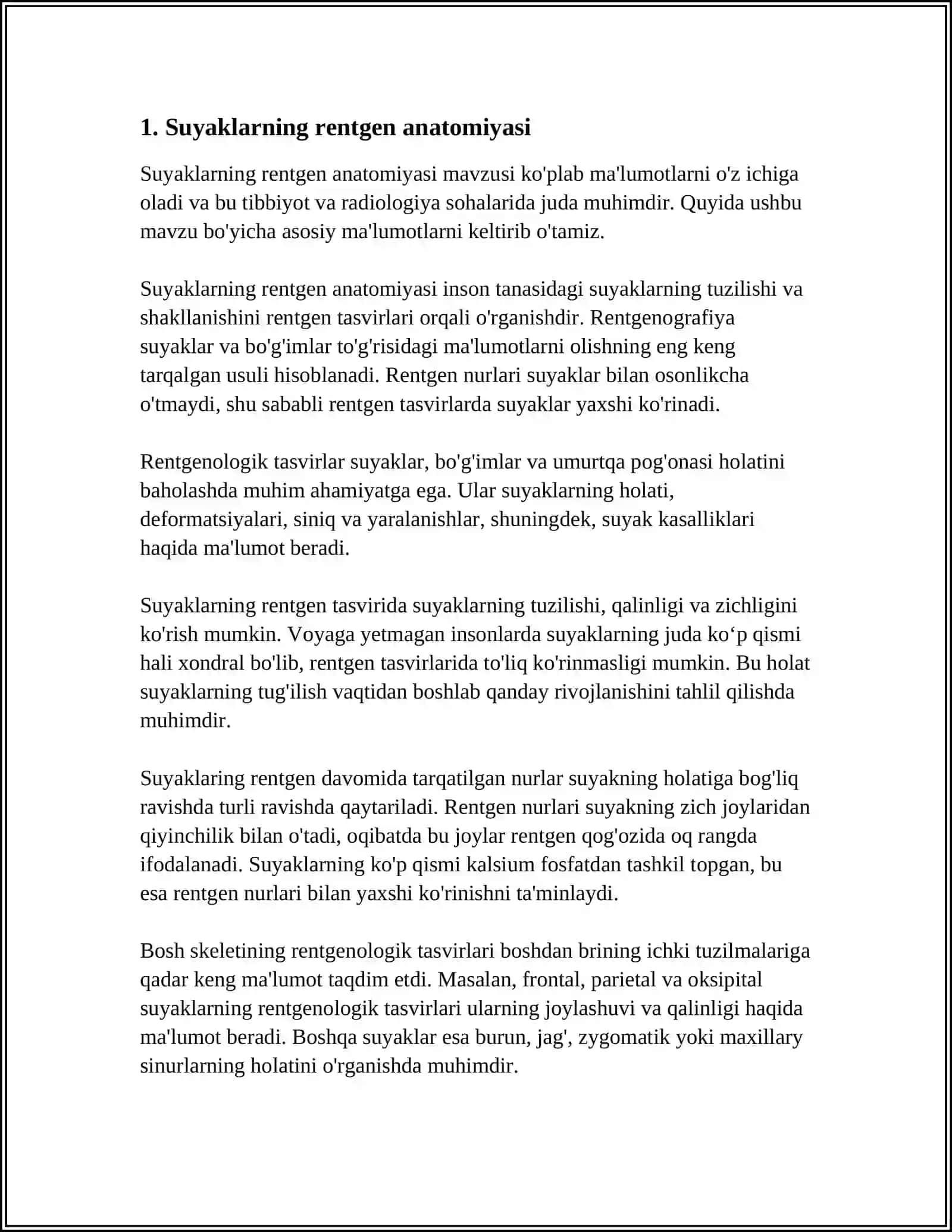 SKELET SUYAKLARINING RENTGENOANATOMIYASI 4