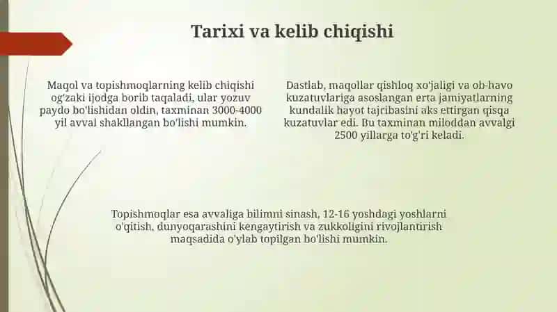 Xalq maqollari va topishmoqlar 4