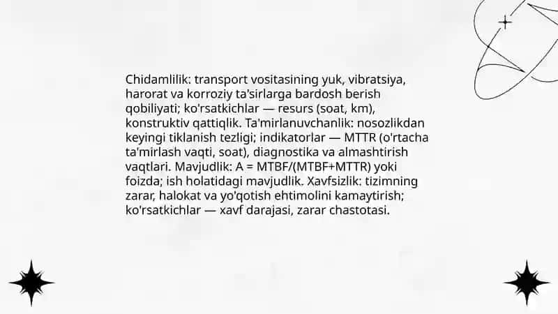 Ishonchlilik xususiyatlari va kõrsatkichlari 4