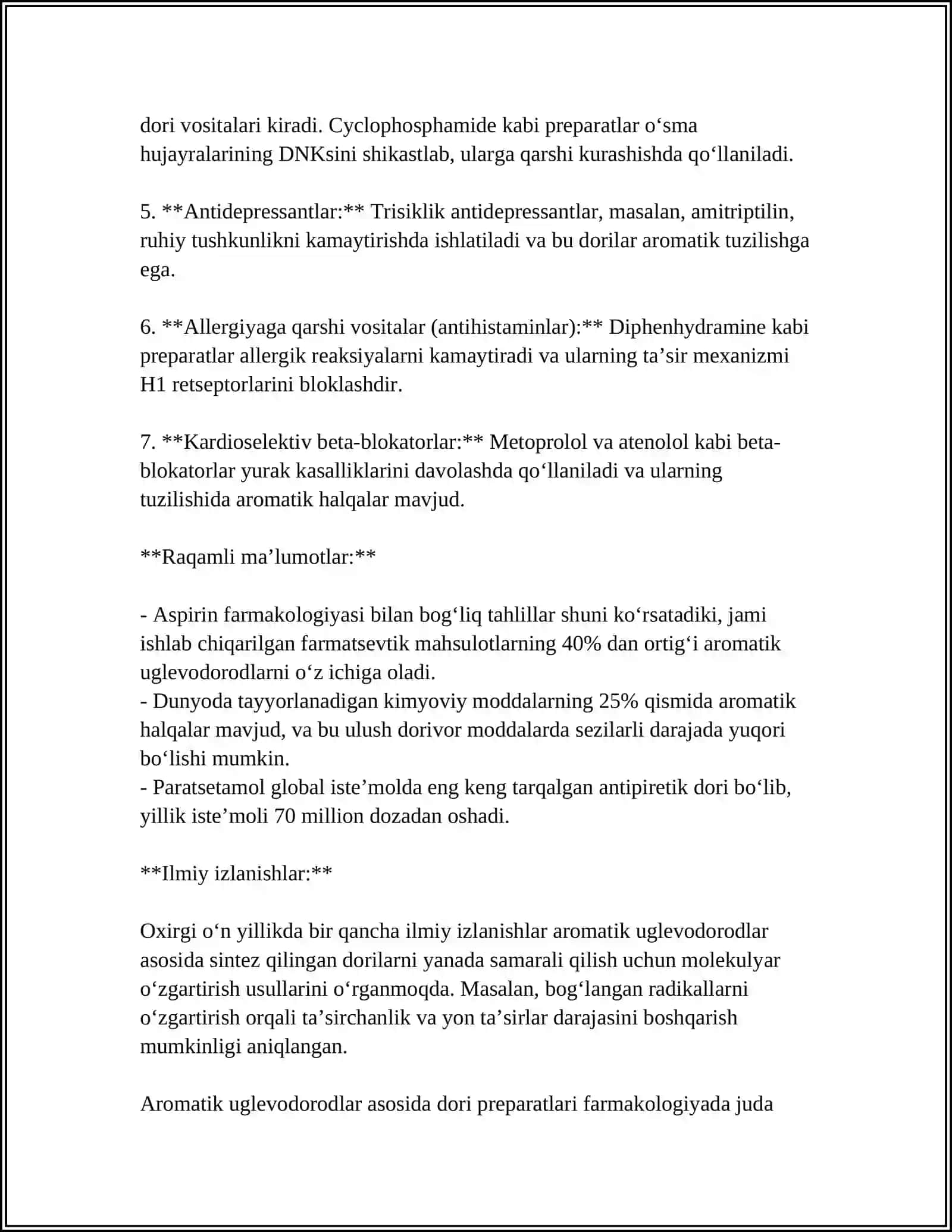 AROMATIK UGLEVODORODLAR ASOSIDA OLINADIGAN DORI PREPARATLARI 4