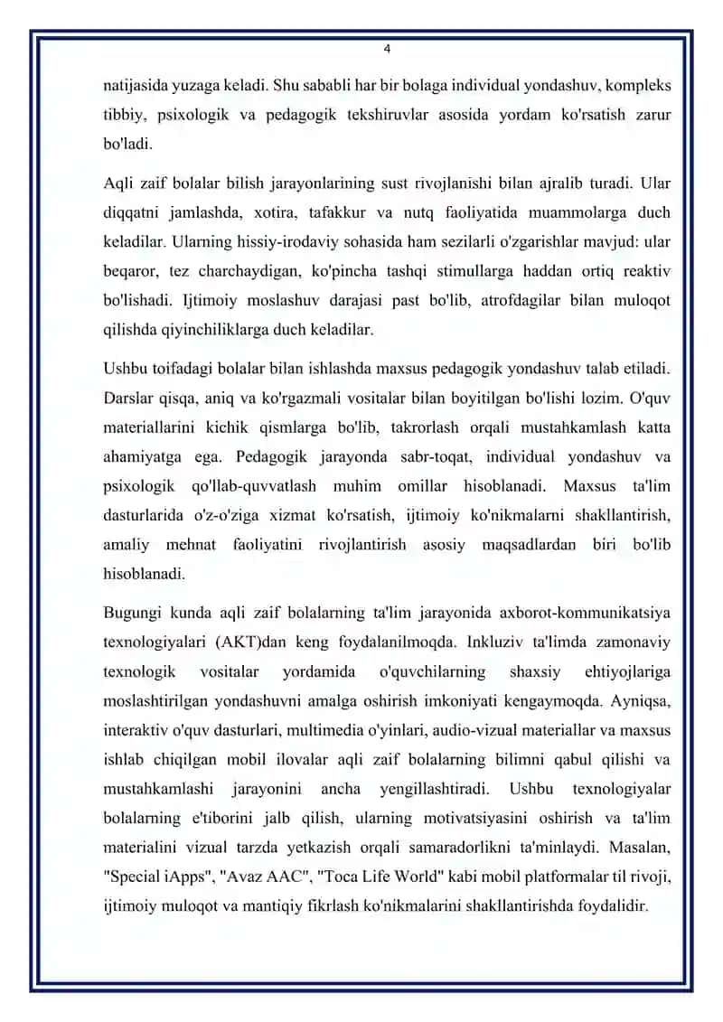 Aqli zayif bolalar ta'limi 4