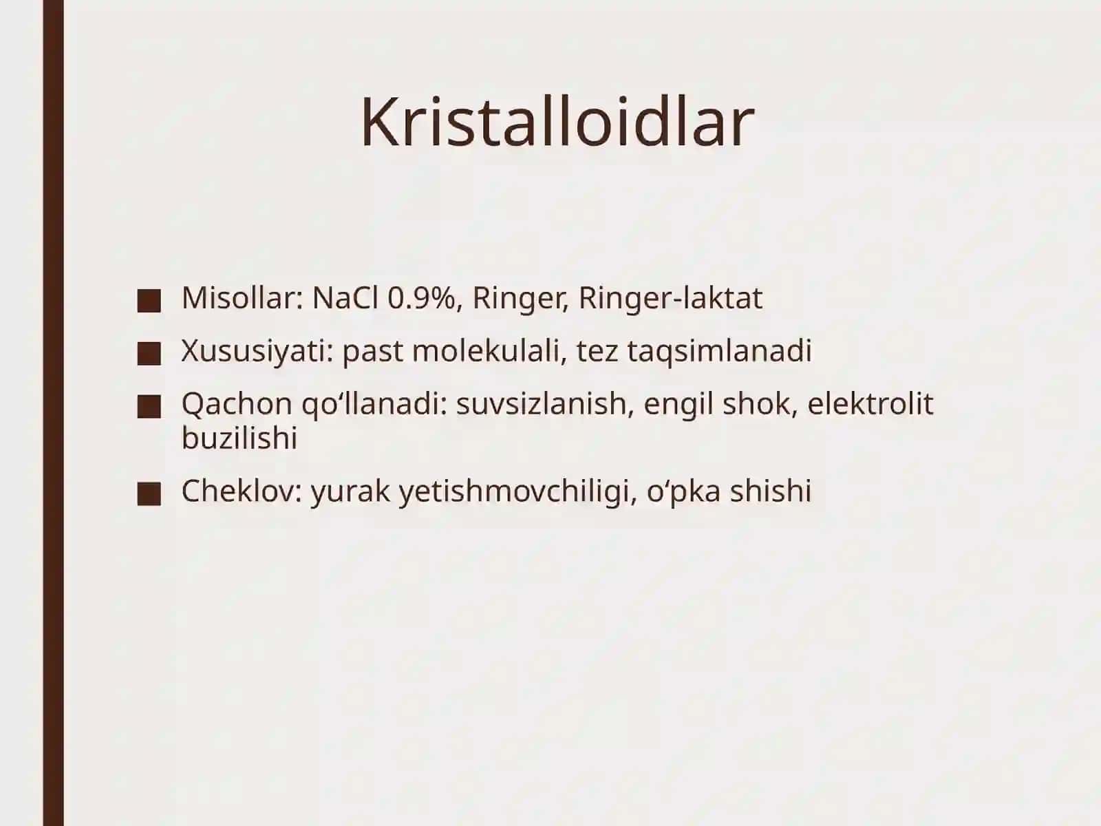 Qon o‘rnini bosuvchi suyqliklar –Ta’rif 4