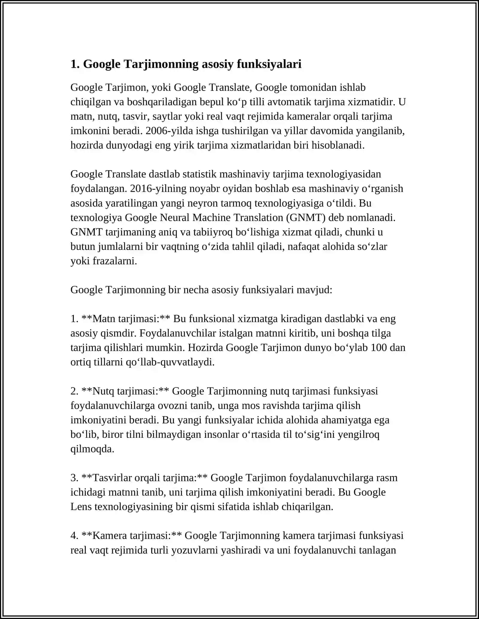 GOOGLE (TRANSLATE) TARJIMON ONLAYN DASTURI USTIDA ISHLASH 4