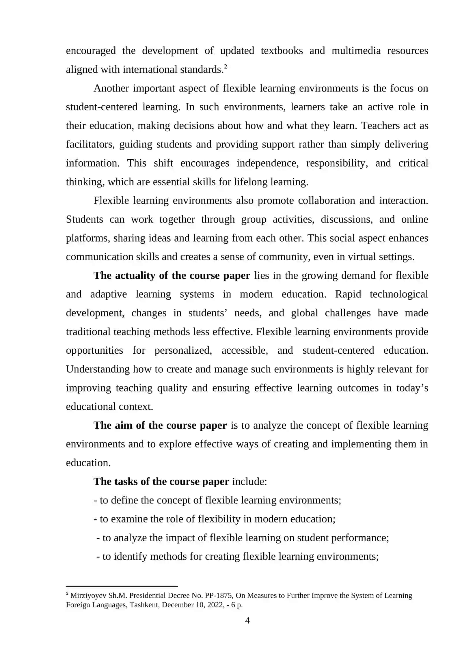 Course Paper on Flexible Learning Environments 4