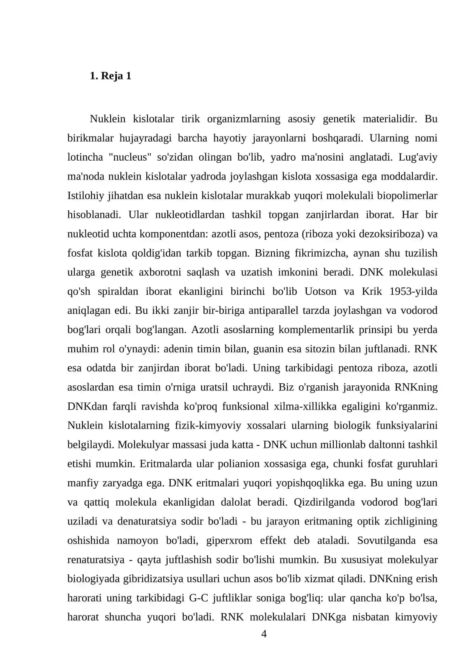 Nuklein kislotalar, tuzilishi va vazifalari 4