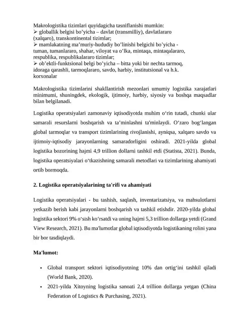 Lоgistik Оpеrаtsiyalаr 4