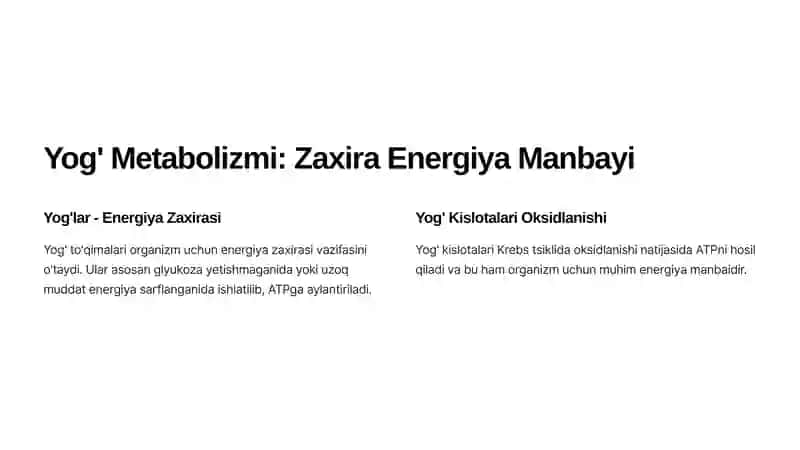 Metabolizm Jarayonlari: Energiyani Hosil Qilish va Sarflash 4