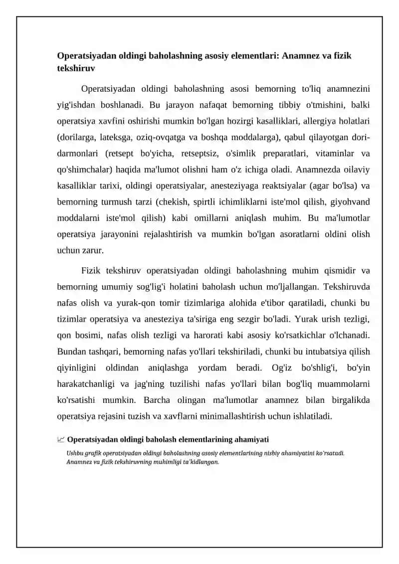 "Operatsiyadan oldingi davr: Bemorning baholanishi va xavflarni aniqlash" 4