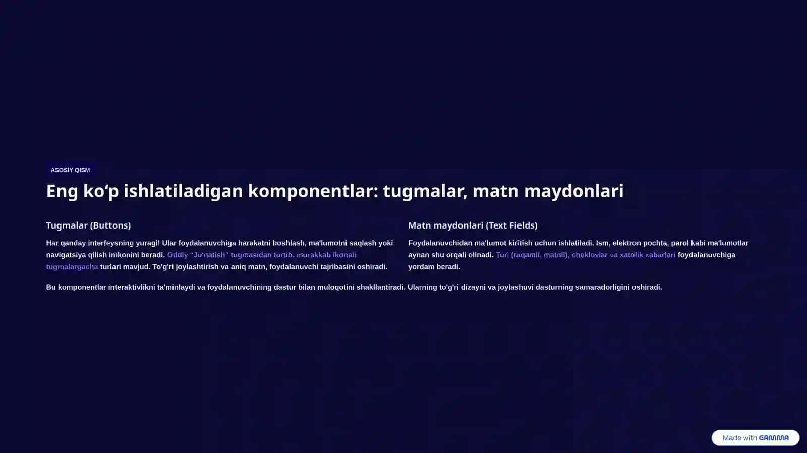 Standart Komponentlar Palitrasi 4