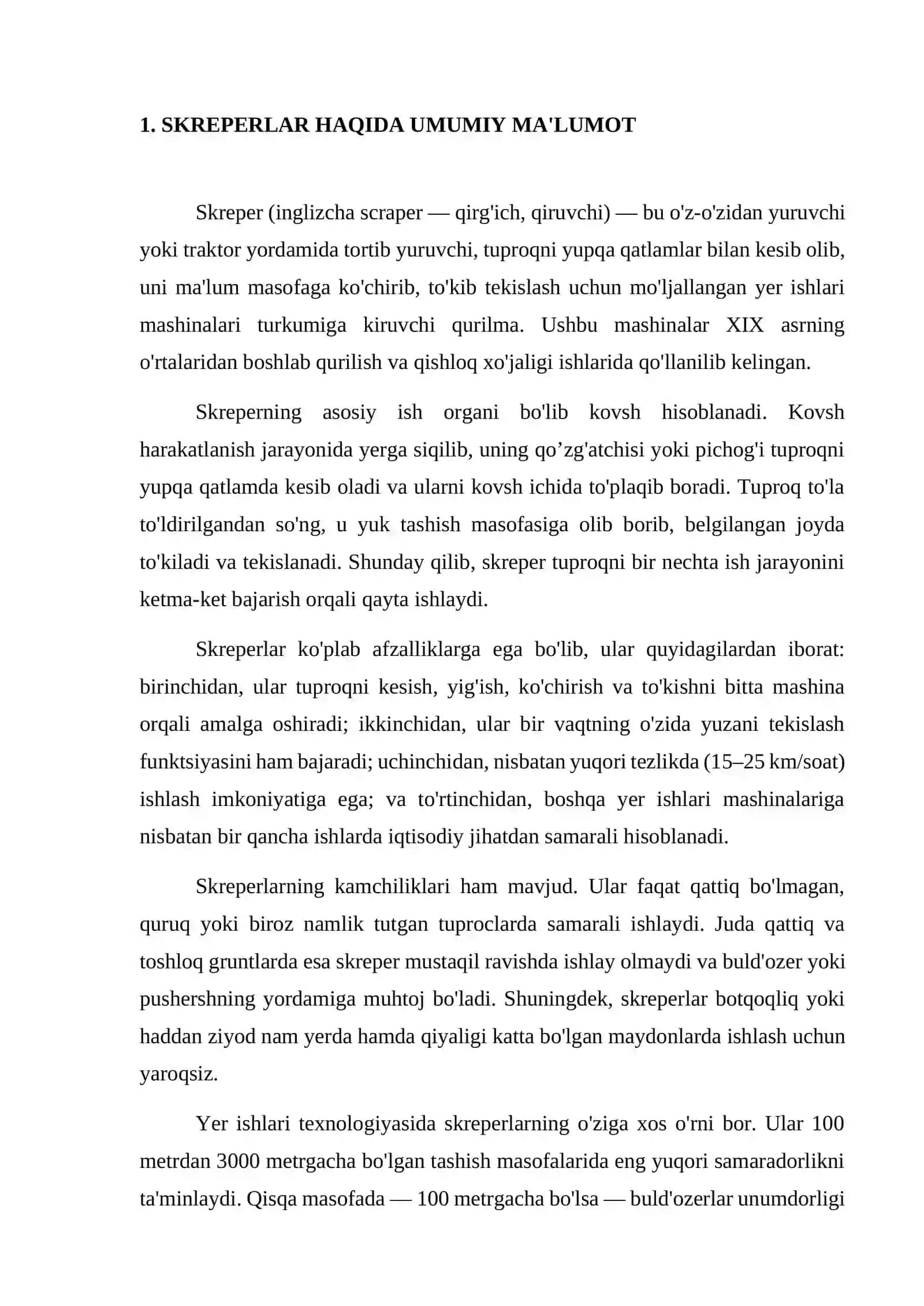 Skreperlarning ish unumdorligini hisoblash 4