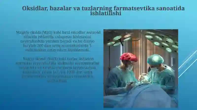 Oksid asos va tuzlarining Tibbiyotda Ahamiyati 4
