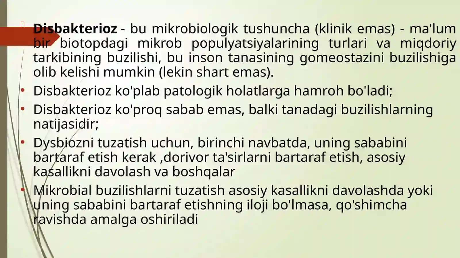 Mavzu;Dibakterioz  va dizbakteriozning zamonaviy bakteriologik diagnostikasi haqida to'liq malumot 4