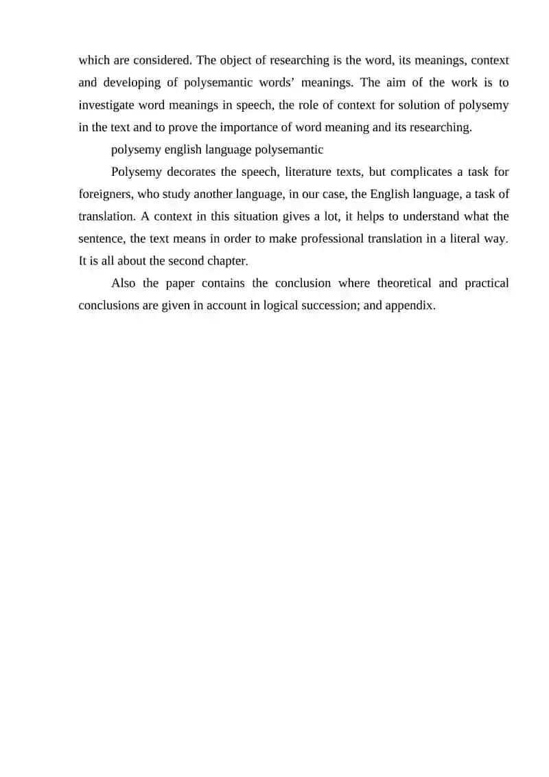 POLYSEMANTIC WORDS AND THEIR INFLUENCE IN ENGLISH LANGUAGE 4