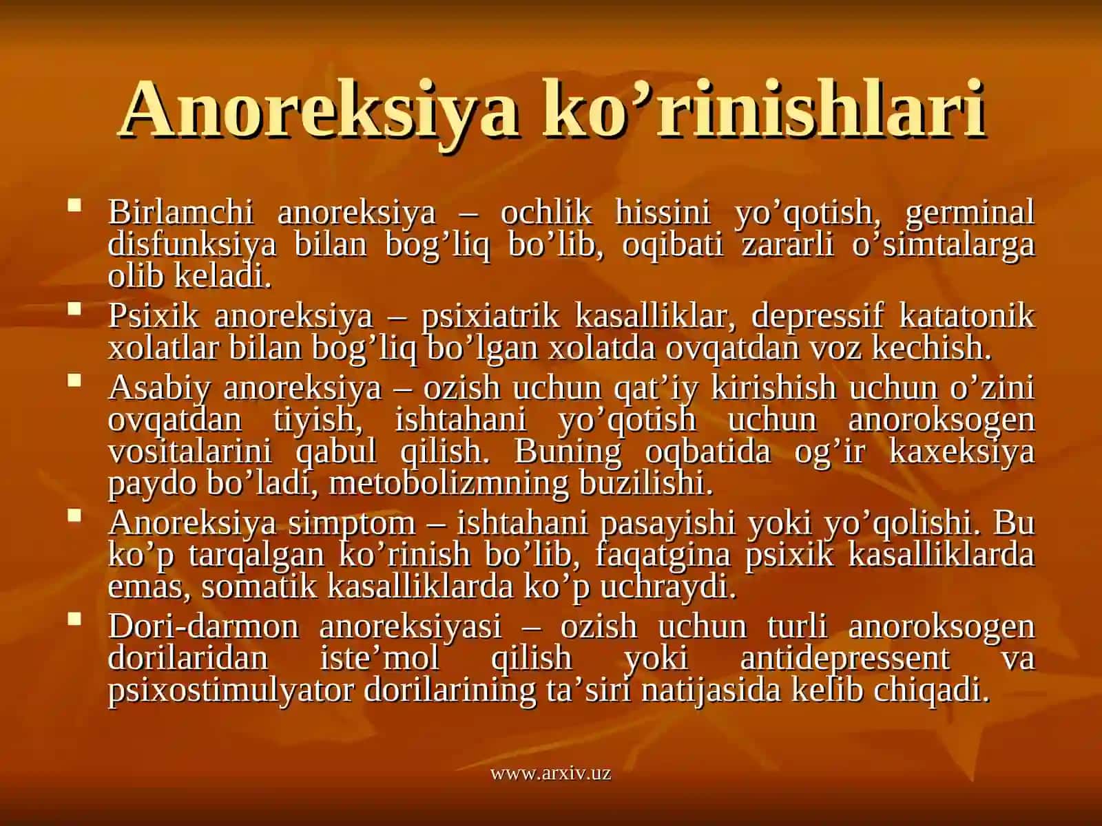 Ovqatlanish buzilishlari 4