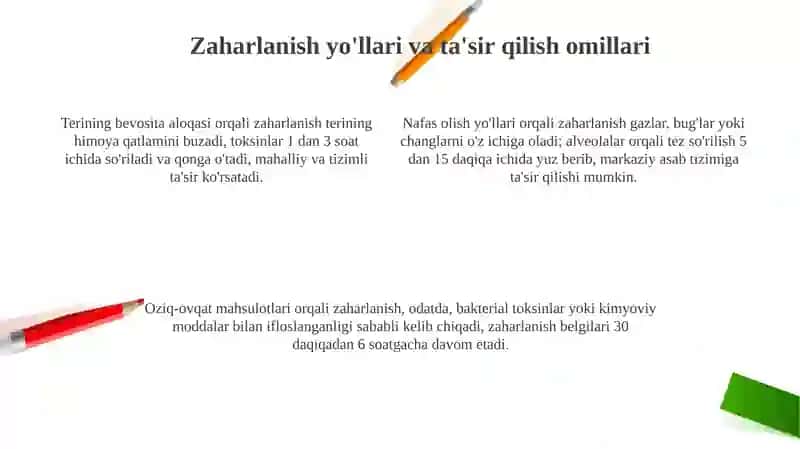 Kimyoviy zaharlanishning belgilari 4