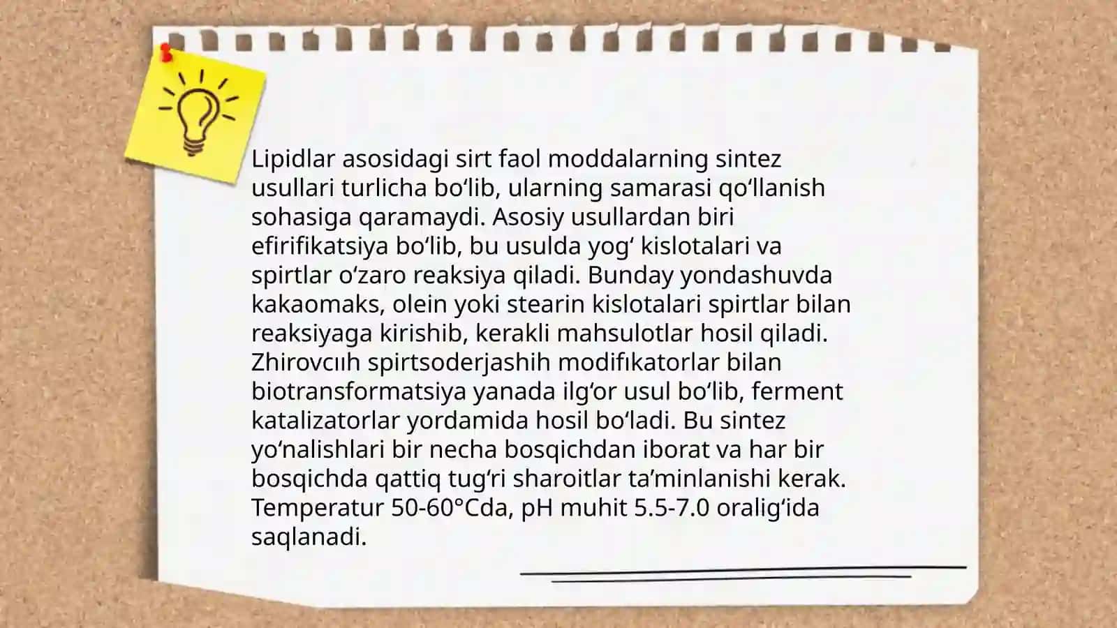 Lipidlar asosida sirt faol moddalarni olish 4