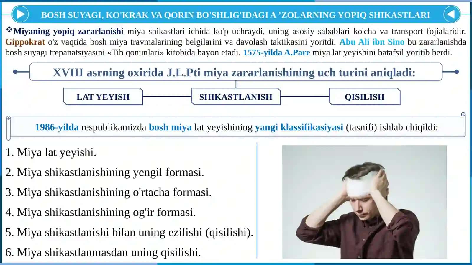 BOSH, KOʻKRAK QAFAS VA QORIN SHIKASTLARI 4