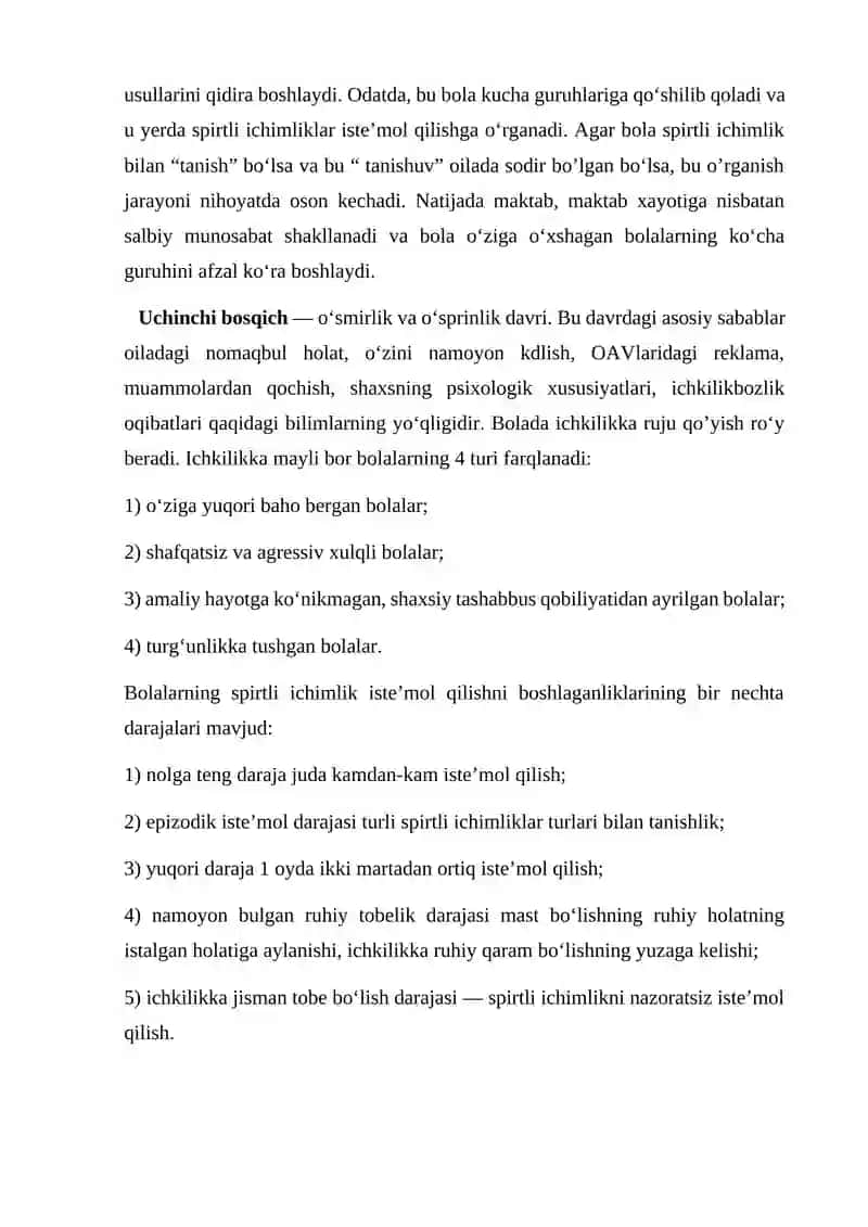 Ichkilikbozlik va yong'oq jarayonlari 4