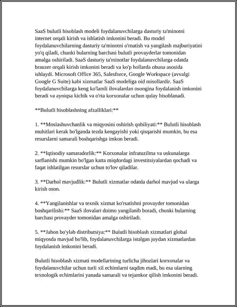 BULUTLI TEXNOLOGIYALAR VA ULARNING AXBOROT TIZIMLARIDA QO‘LLANILISHI 4