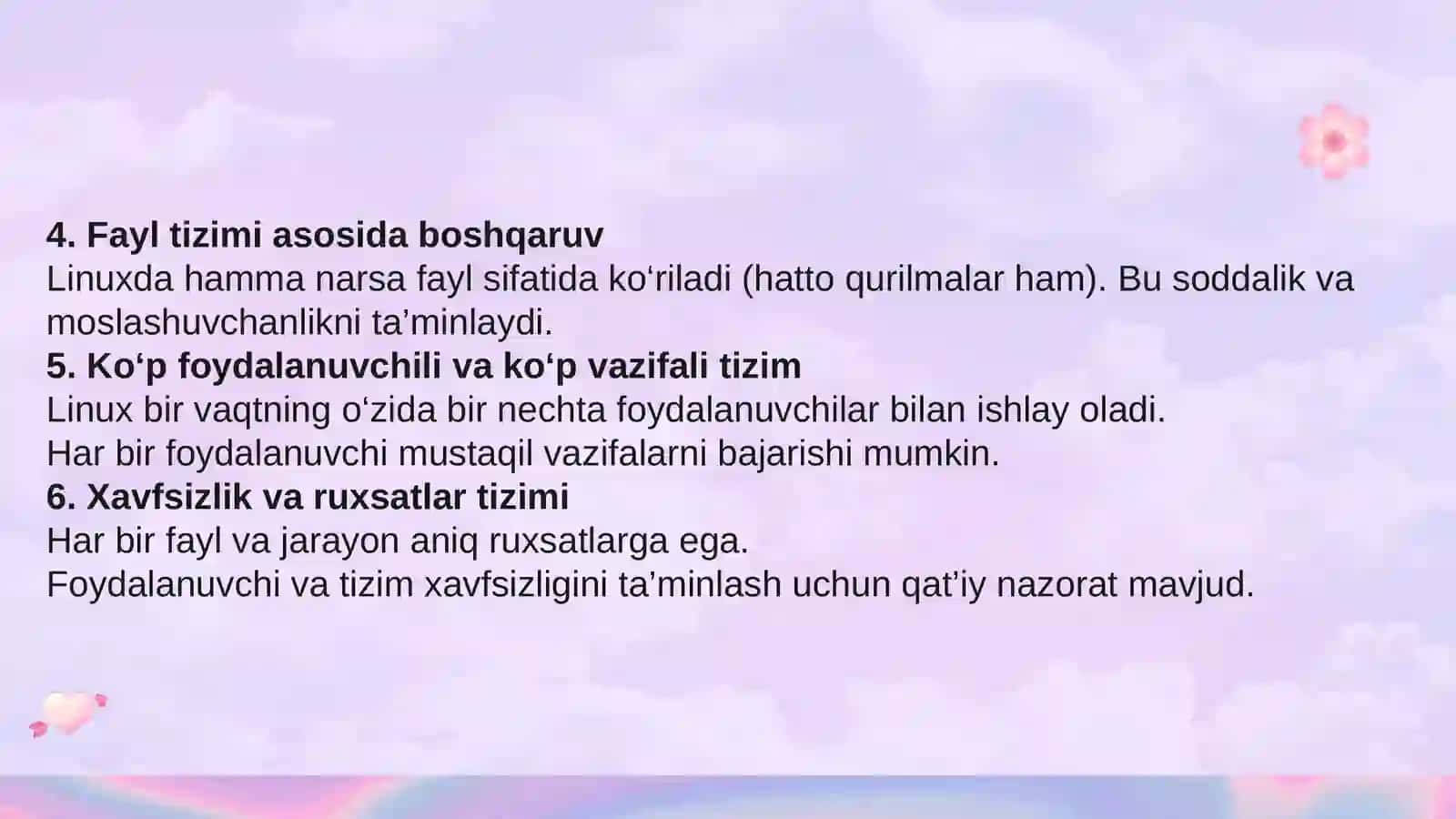 Linux operatsion tizimining qurilish tamoyili va ahamiyati 4