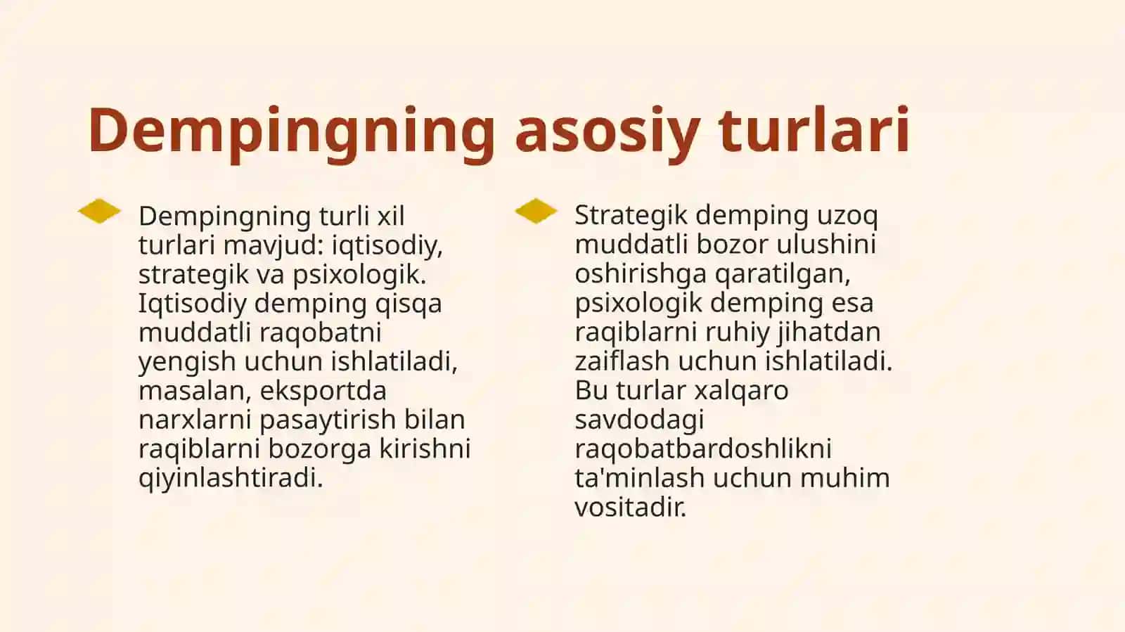 Demping va Transfer Narxlari 4