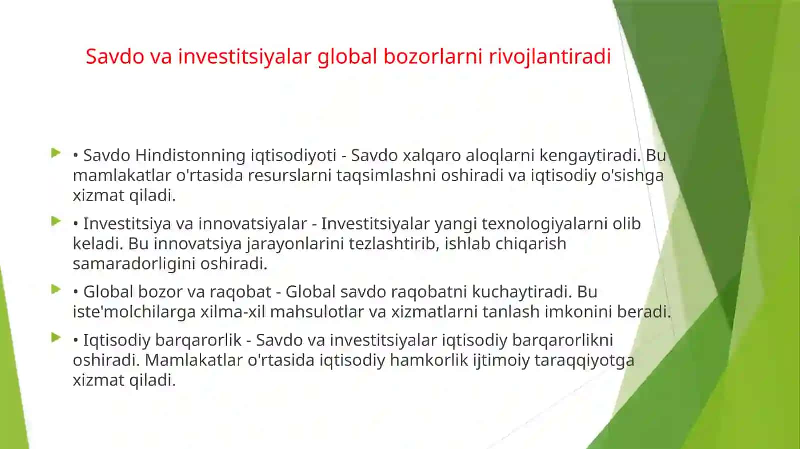 Global bozorlarning shakllanishi va ularning xususiyatlari 4