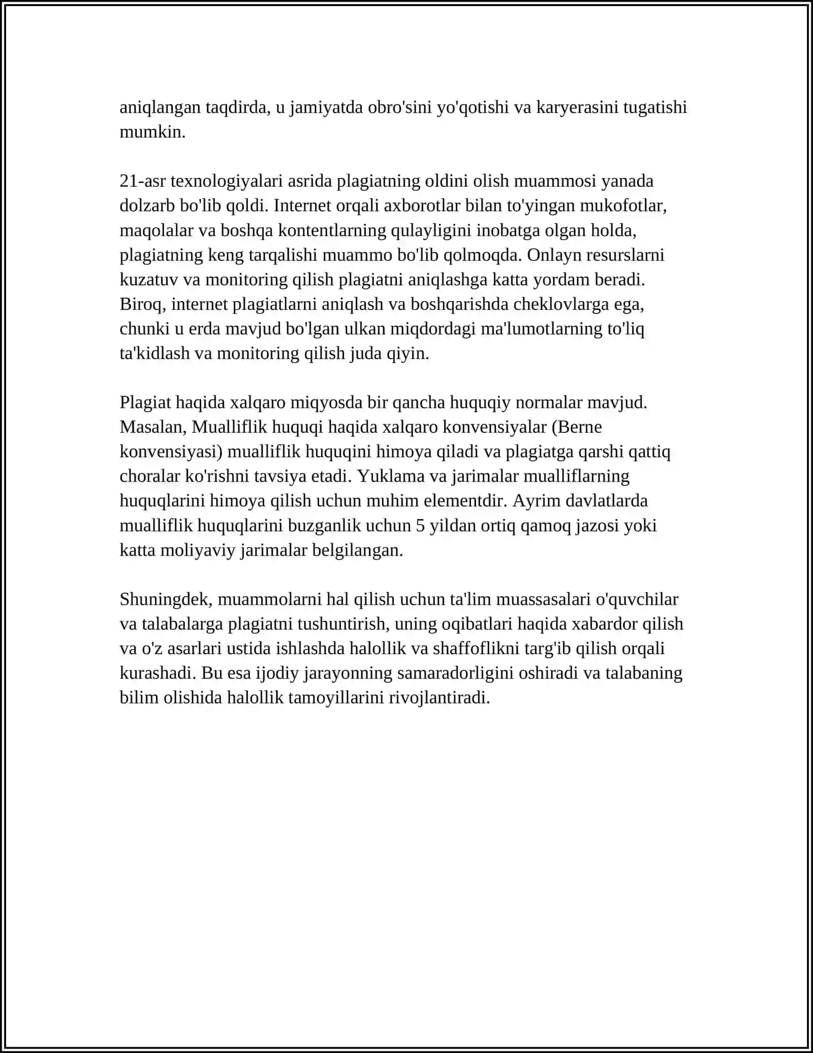 "PLAGIYAT VA UNING SALBIY OQIBATLARI" 4