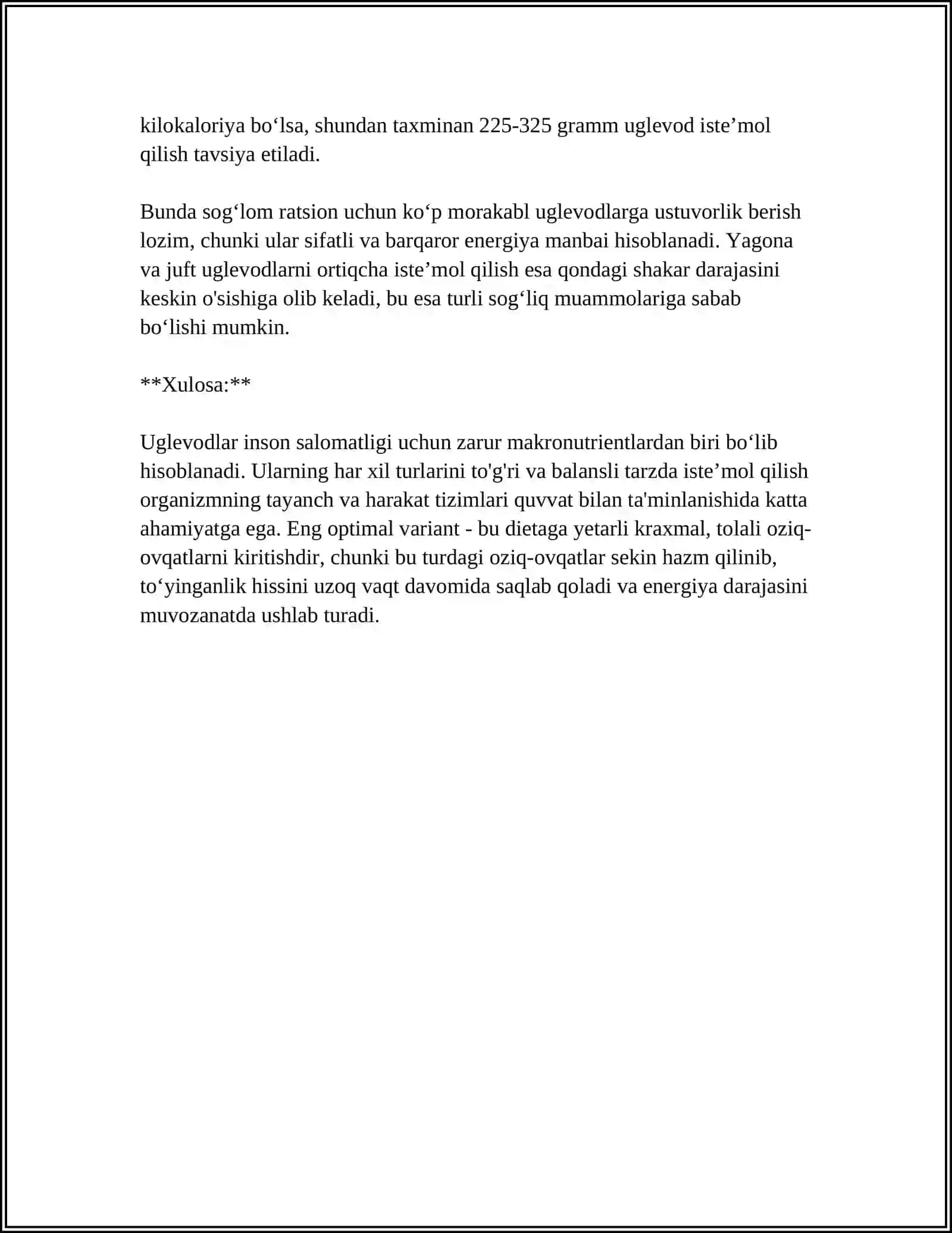 UGLEVODLAR HAQIDA SLAYD 4