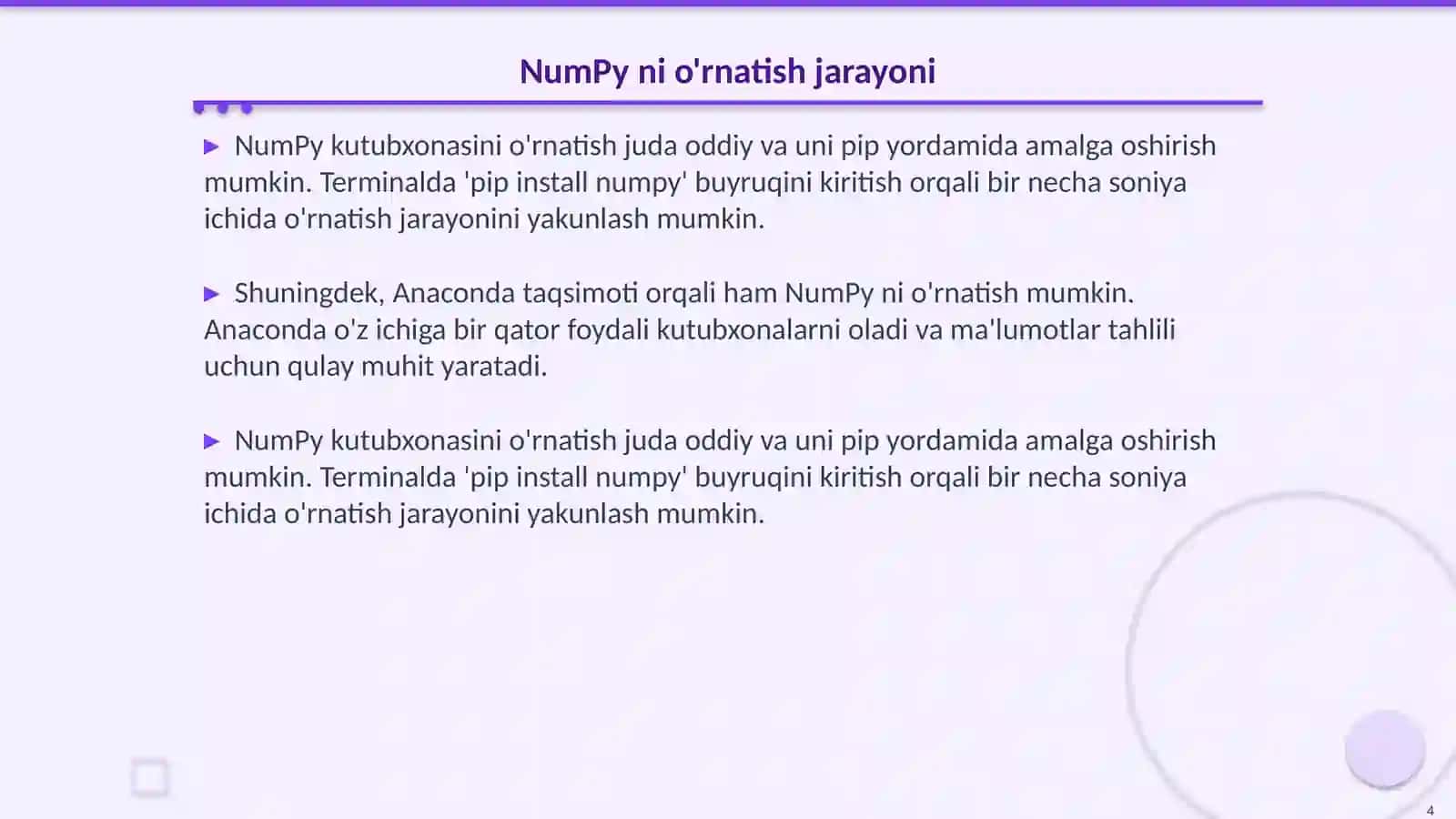 Pythonda NumPy Dan foydalanish 4