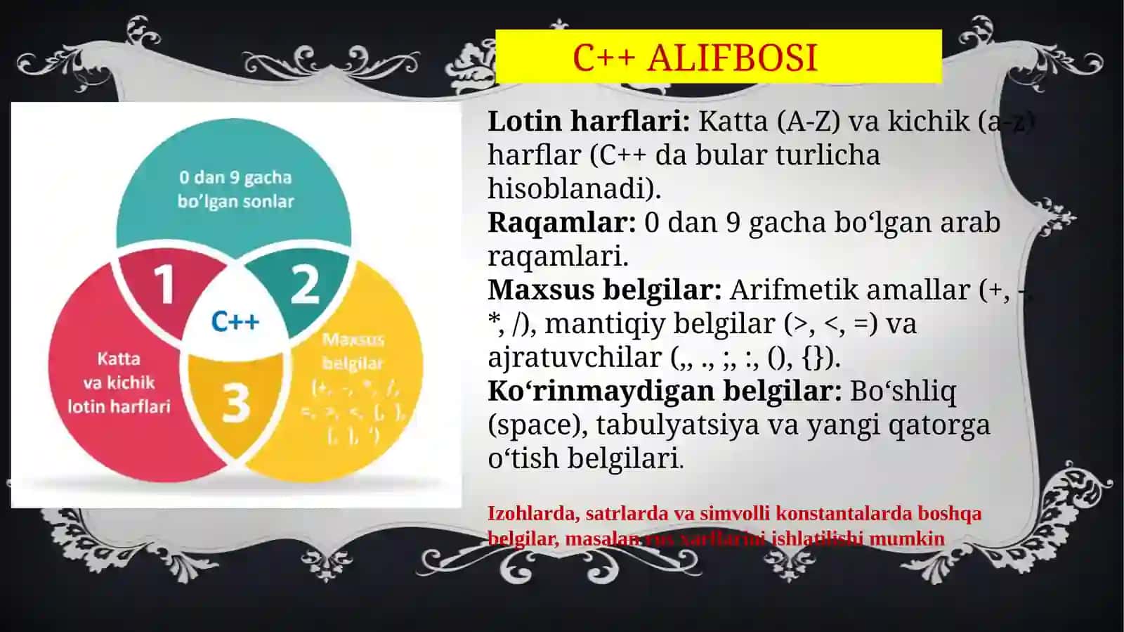 C++ DASTURLASH TILI. C++TILI TUZILISHI 4
