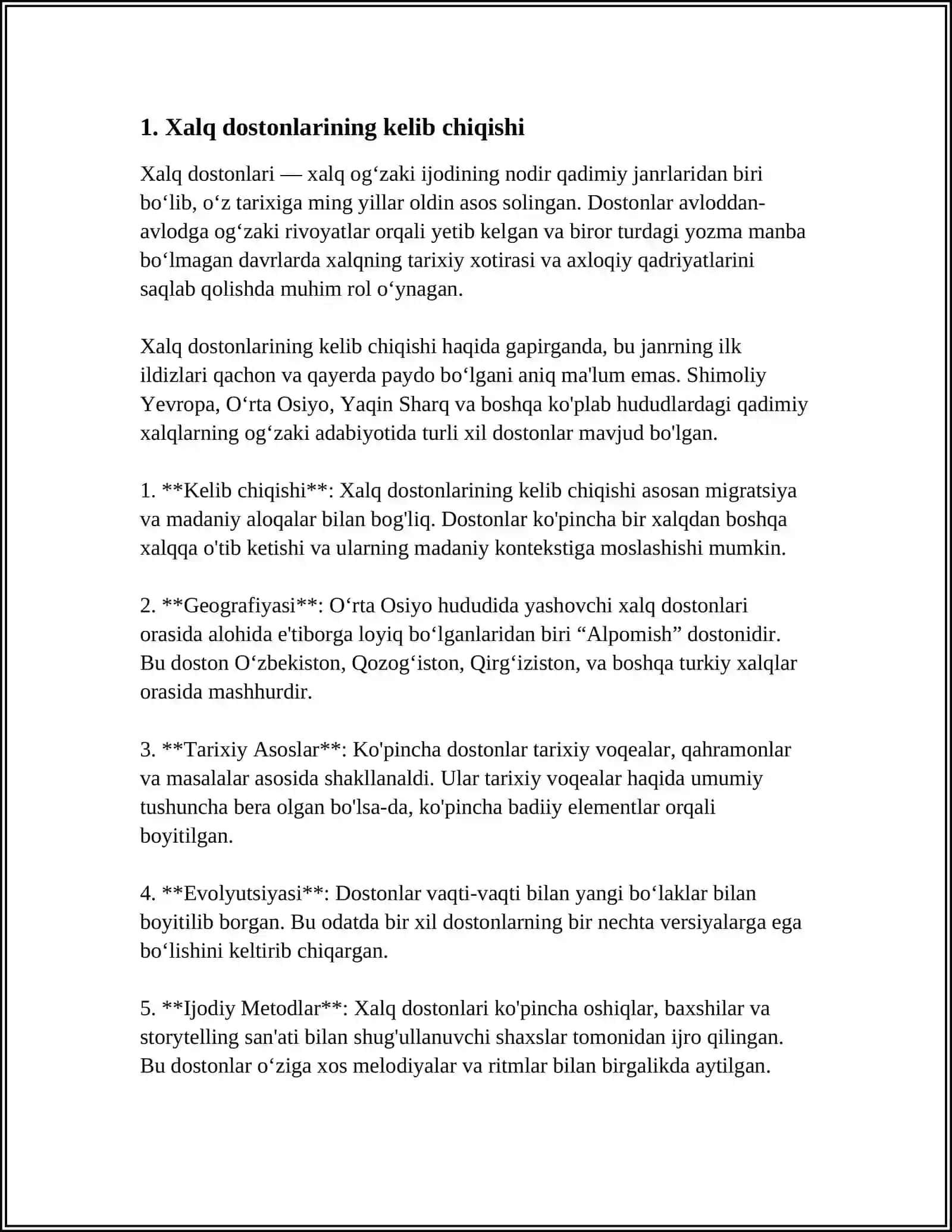 XALQ DOSTONLARINING VARIANTLARI HAQIDA REFERAT YOZISH 4