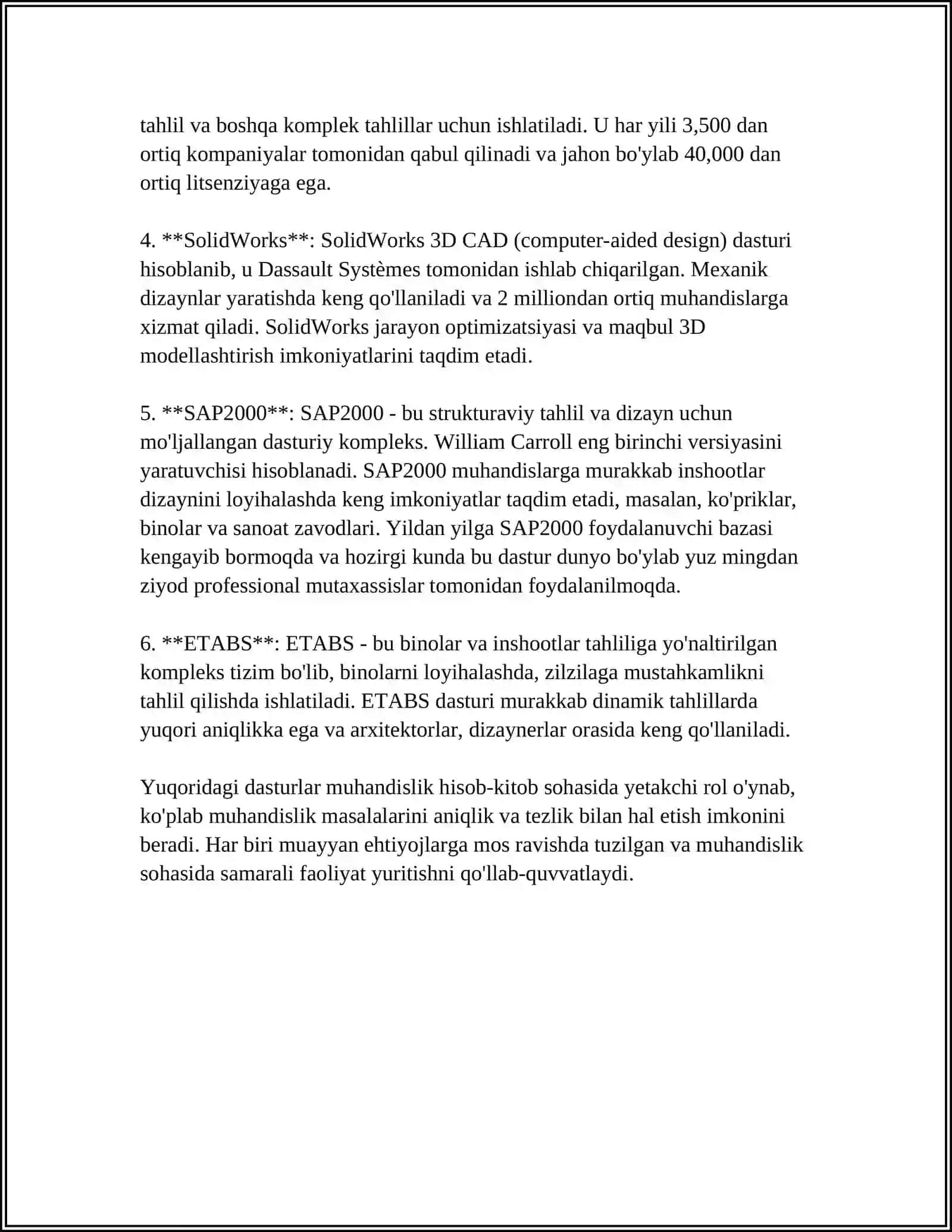MUHANDISLIK DASTURLARI 4