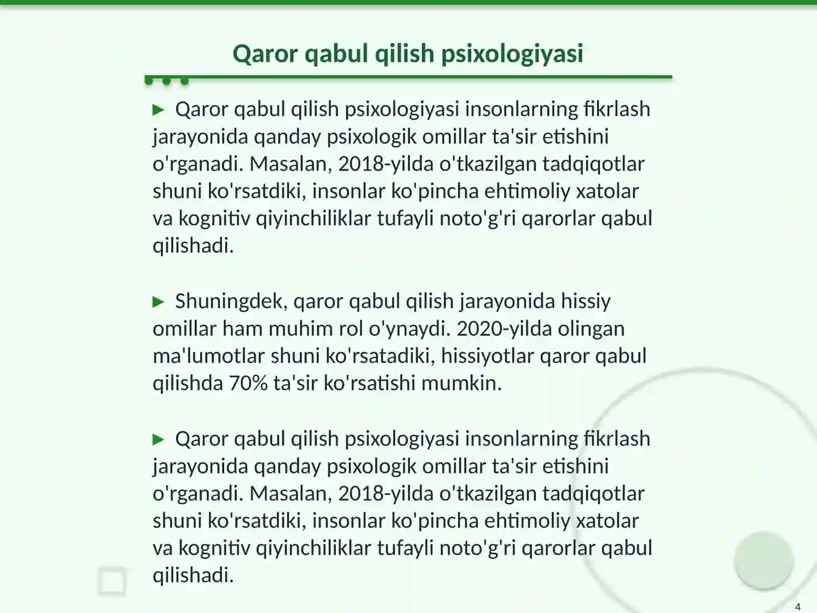 Fikrlash va qaror qabul qilish 4