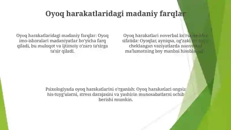 Psixologiyada oyoq harakatlarini o'rganish 4