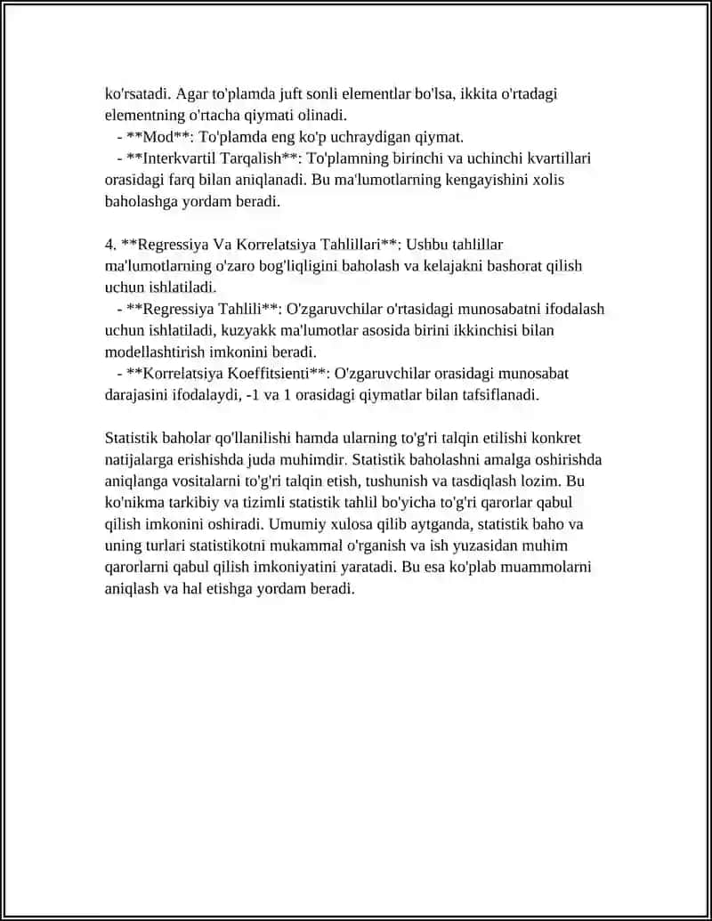 STATISTIK BAHO VA UNING XOSSALARI 4