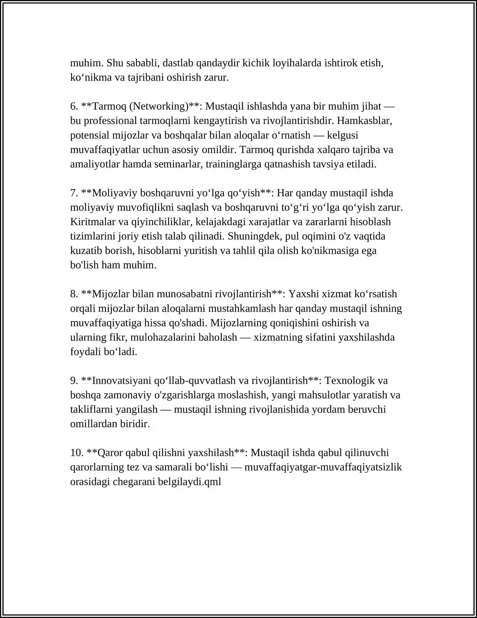 MUSTAQIL ISH 4