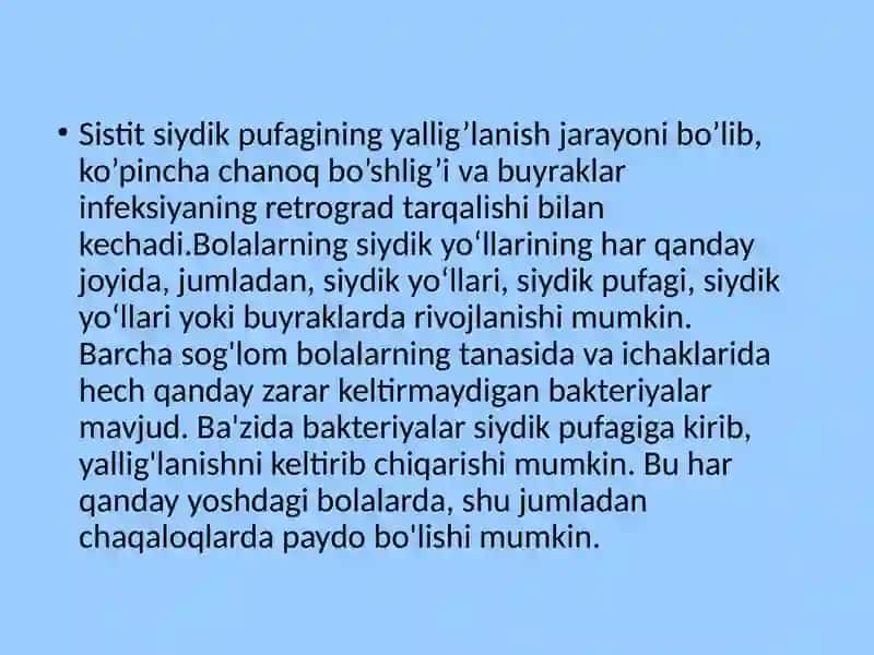 Bolalardagi siydik yo‘llari infeksiyalari 4