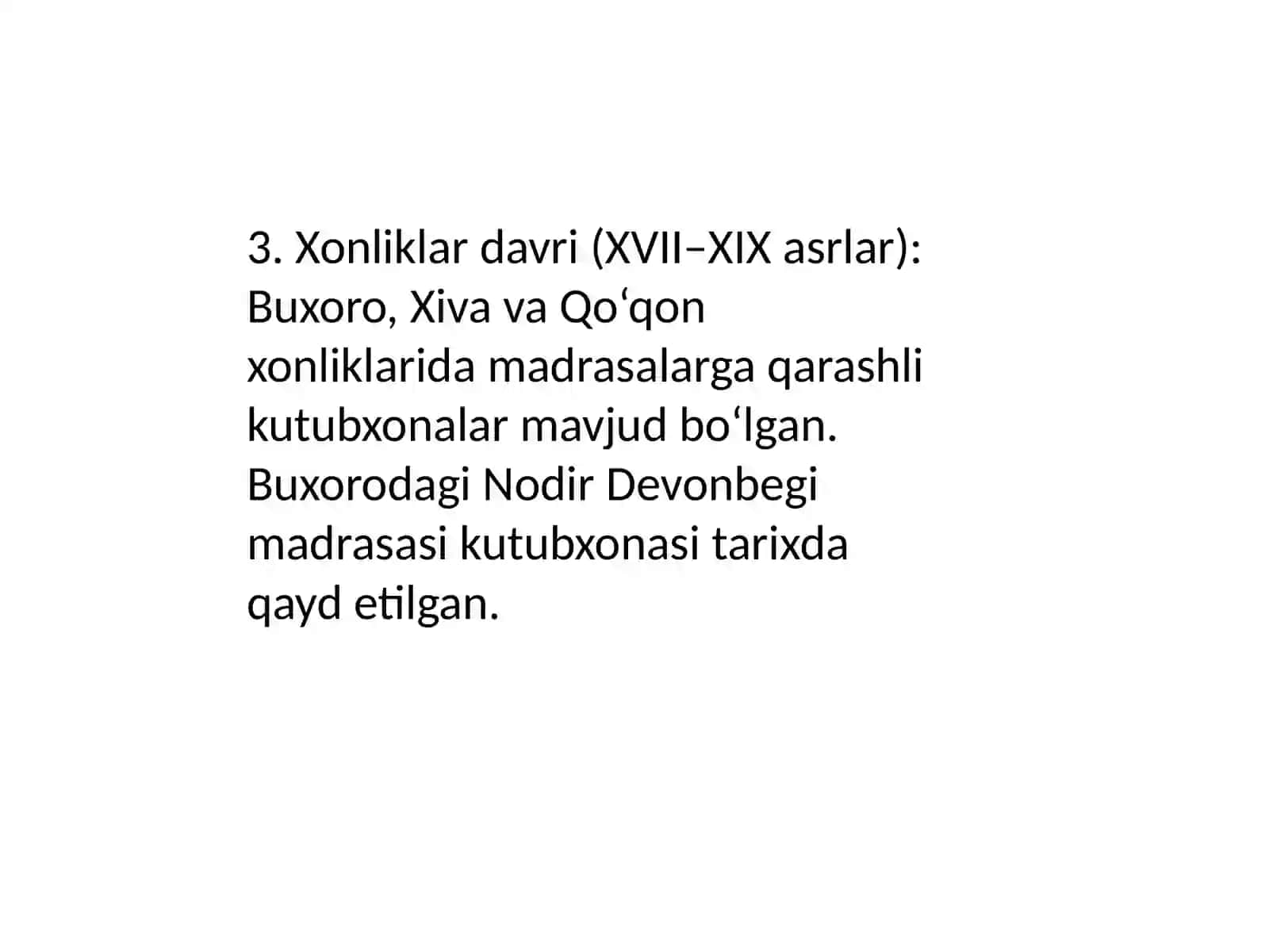 Oʻzbekistonda kutubxonachilik ishi tarixiga oid tadqiqotlar 4