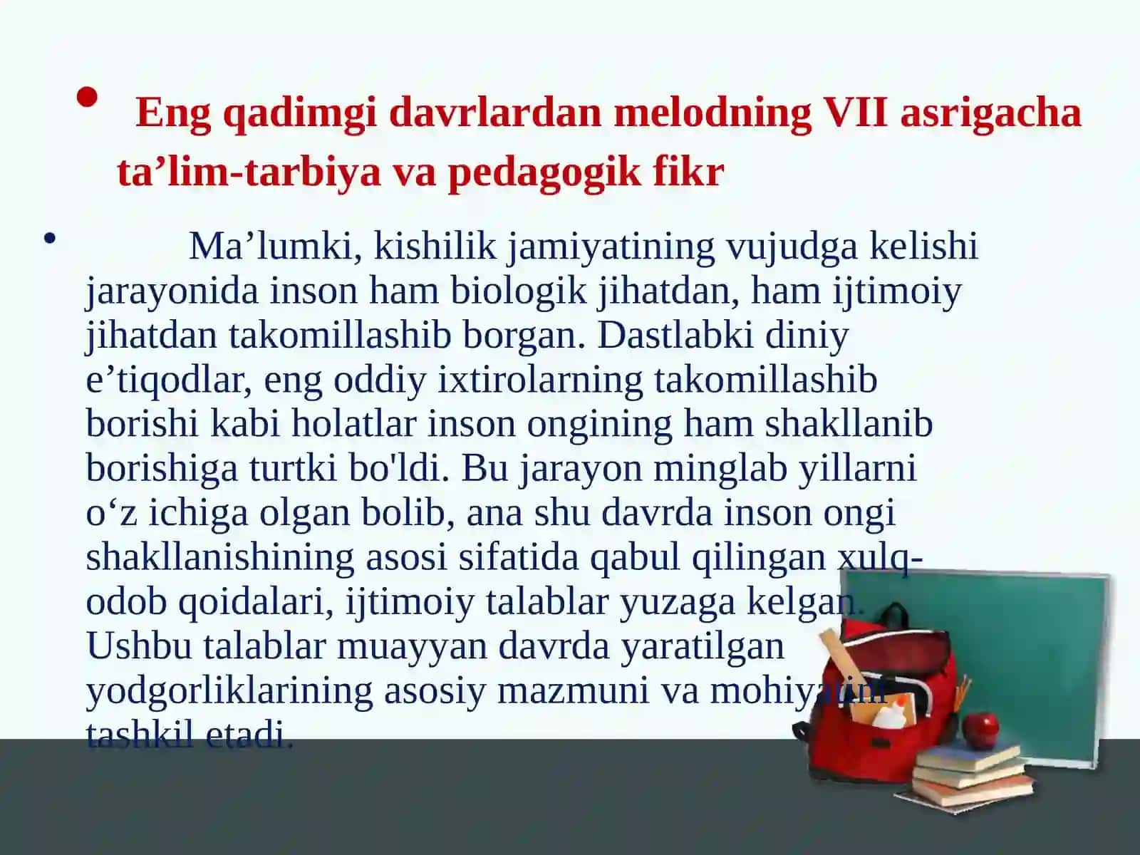 Engqadimgi davrdan VII asrgacha ta’lim tarbiya masalalari 4
