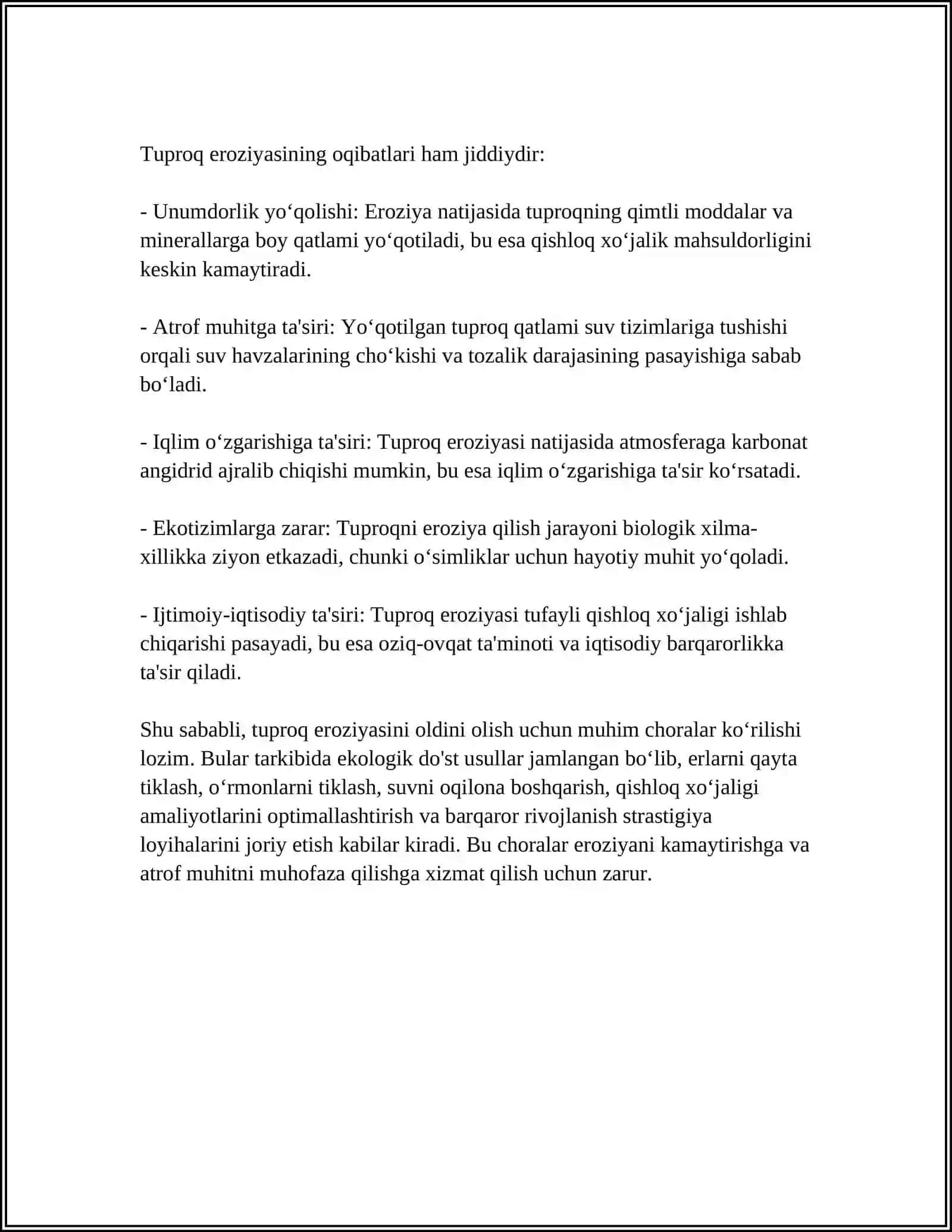 Tuproq Degradatsiyasi Muammolari va Atrof Muhit Muhofazasi 4